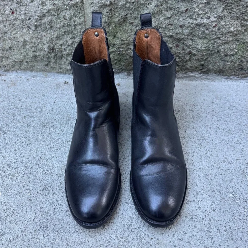 FRYE Melissa Chelsea Boots Womens 7 Black Ankle Boot Italian Leather Bootie - Picture 3 of 13